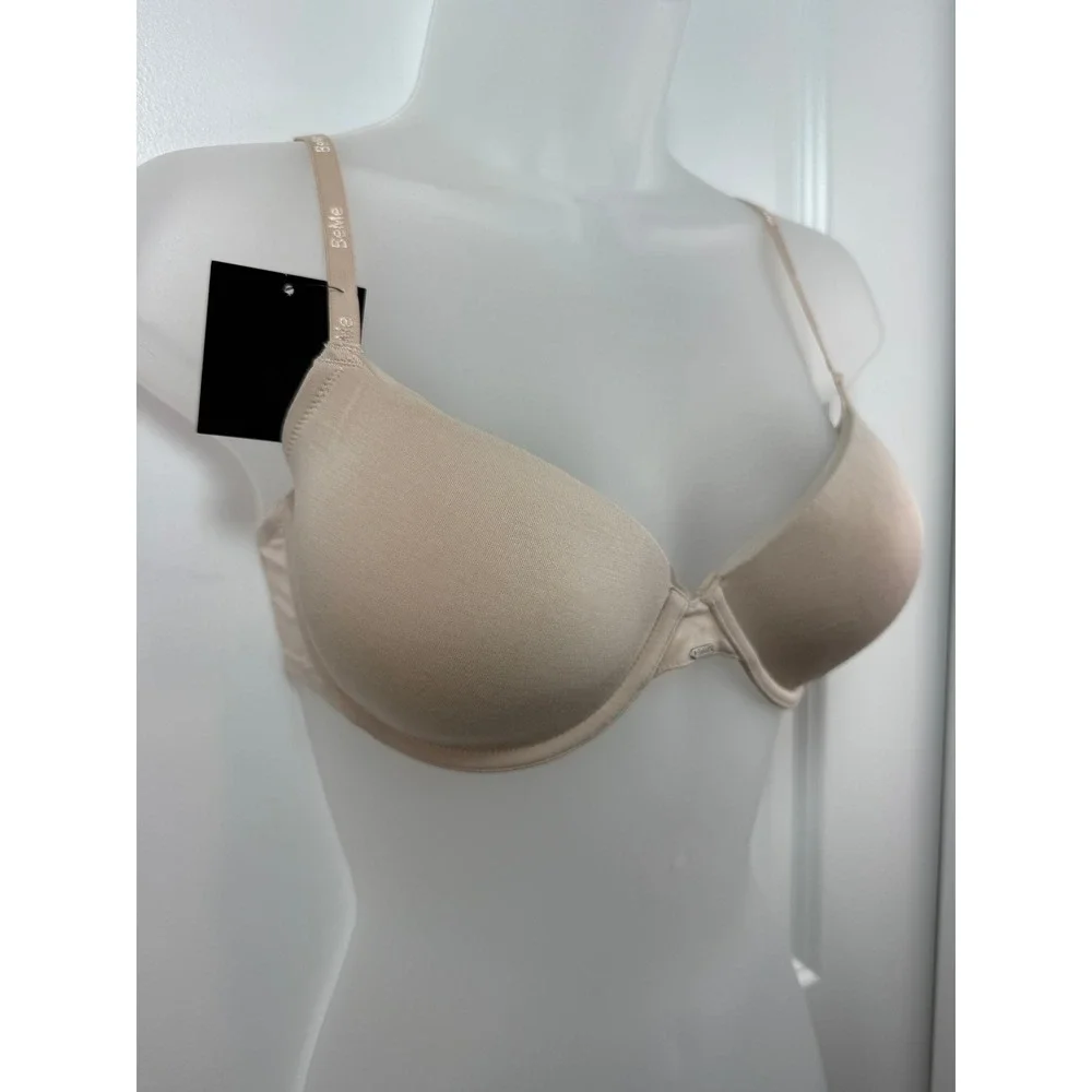NWT BeMe New York Womens Nude T-Shirt Demi‎ Bra 34D Underwire Loungewear Neutral